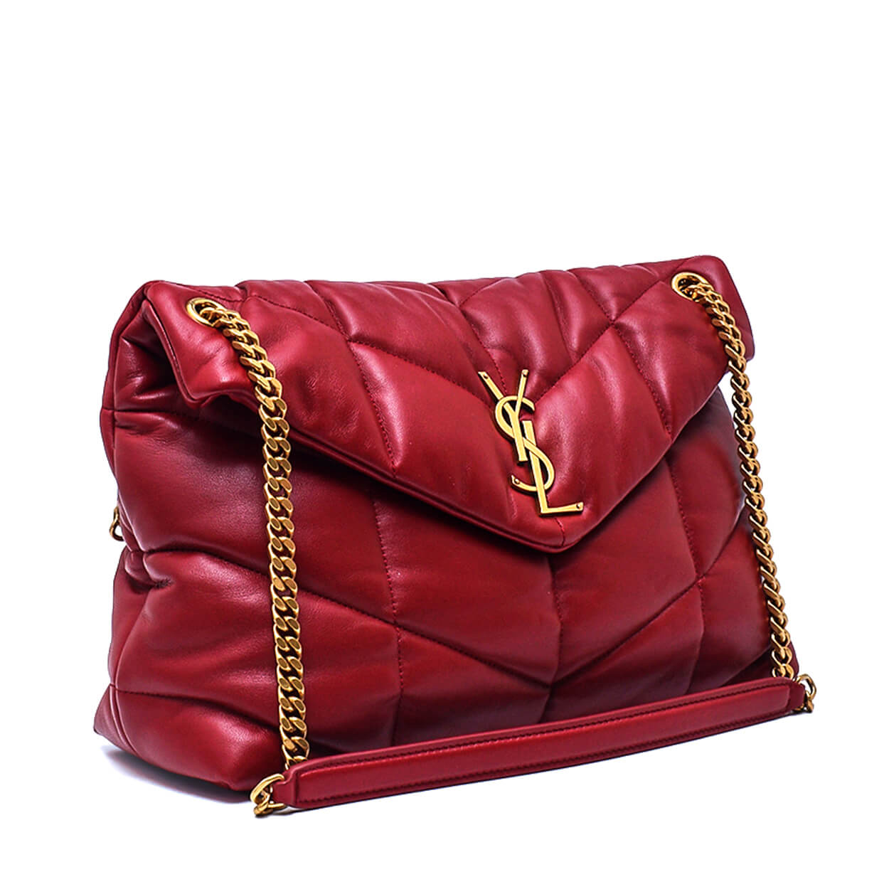 Saint Laurent -Cherry Smooth Leather Medium Loulou Puffer Flap Bag